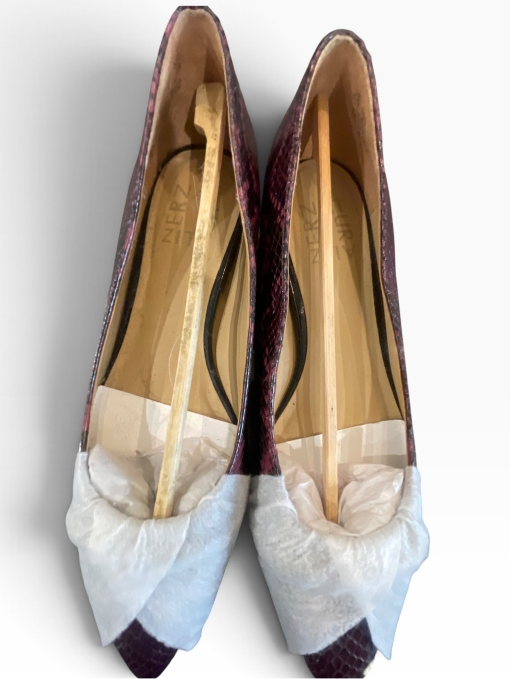 Naturalizer Pointed-Toe Pumps in Burgundy Snake Print